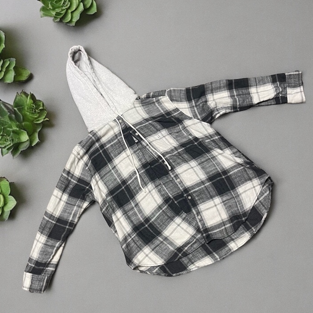 Gray hooded flannel